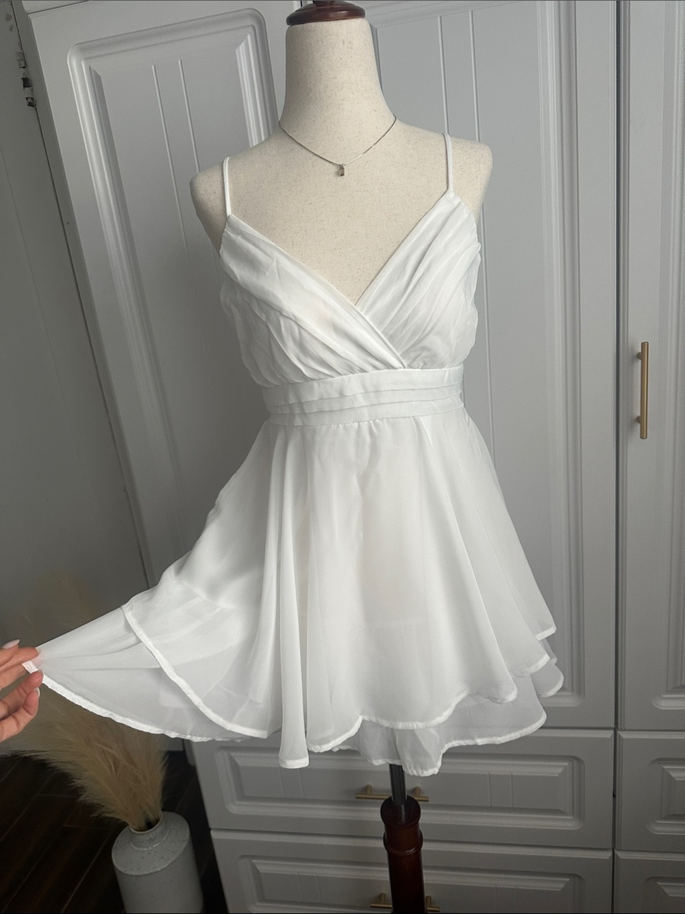 Altar'd State White Chiffon Double Layer Romper Dress Medium - Picture 5 of 14
